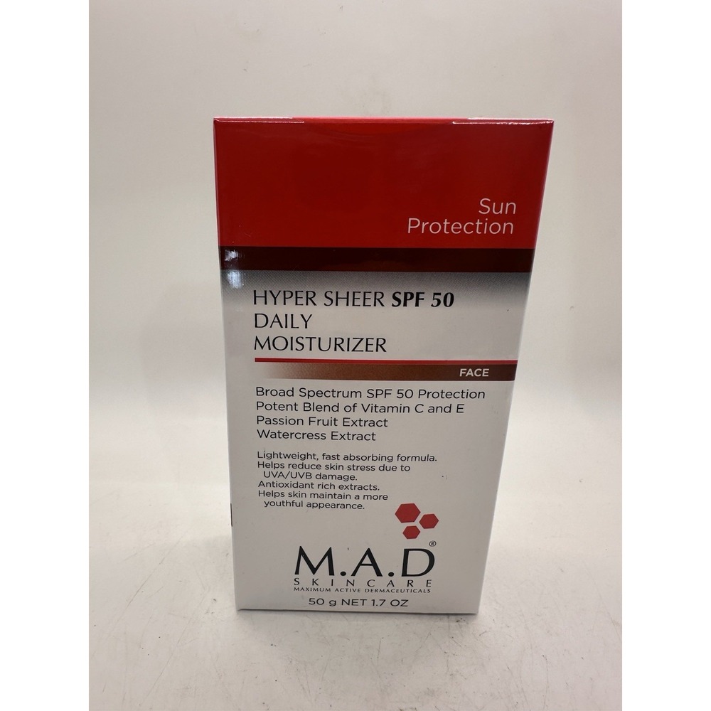 M.A.D Skincare Hyper Sheer SPF 50 Daily Moisturizer 1.7 oz New Sealed Exp 2029